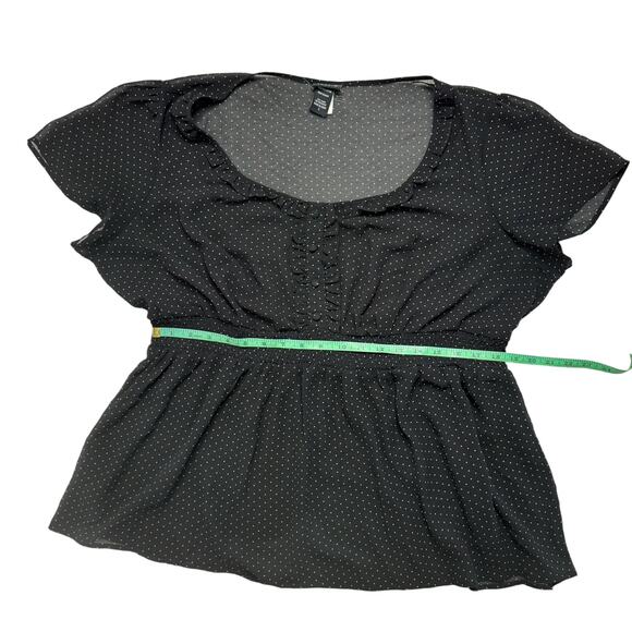 TORRID Sheer Babydoll Polka Dot Blouse Size 2 2X Black Pink Polyester #10175124 - Picture 8 of 9
